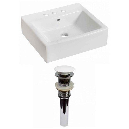 21-in. W Above Counter White Vessel Set For 3H4-in. Center Faucet